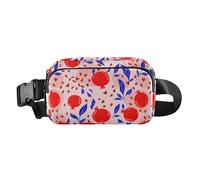Pomegranate Leaves Pink Fanny Pack for Women Men Crossbody Belt Bag Fashion Waist Packs Purse with Adjustable Strap Dupes for Workout Travel Outdoors
