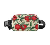 Pomegranate Leaves Red Fanny Pack for Women Men Crossbody Belt Bag Fashion Waist Packs Purse with Adjustable Strap Hip Bag for Workout Travel Outdoors