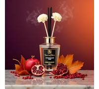 Pomegranate Noir | Reed Diffuser 200ml | 33% Premium Fragrance Oil | Luxury Inspired by Jo Malone | Long Lasting Home Fragrance | 8 Reeds & 2 Decorative Flowers | Giftable Aroma Diffuser