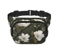 Pomegranate Pattern Fanny Pack for Women Men Fashion Waist Pack Adjustable Belt Bag for Workout Running Travelling Casual Waist Bag, White Flowers Spring, One Size
