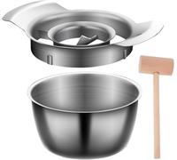 Pomegranate Peeler Stainless Steel Pomegranate Deseeder with 4.8x2.4 inch Bowl and Wood Hammer Pomegranate Seeder Pomegranate Arils Removal Tool Non-Slip Pomegranate Seed Remover for Home Kitchen