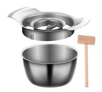 Pomegranate Peeler Stainless Steel Pomegranate Deseeder with 4.8x2.4 inch Bowl and Wood Hammer Seeder Non-Slip Seed Remover for Home Kitchen