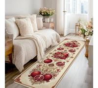 Pomegranate Runner Rug, Traditional Elegant Floral Vines Fall Red Non-Slip Soft Rectangle Carpet Stain Resistant for Kitchen Doorway Entryway Bedside Decor 2x8 Ft