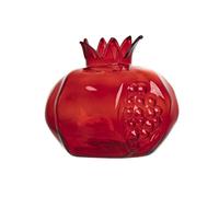 Pomegranate Shaped Glass Vase,Hydroponic Flower Vase,Pomegranate Glass Vase,Desktop Fruit Vase,Glass Flower Vase(L,Red)