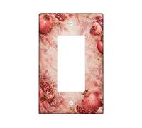 Pomegranate Single Rocker Light Switch Cover, Autumn Romantic Leaves Floral Autumn Peach Plastic Standard Size Decorative Wall Plates for Home Living Room Bedroom Bathroom Decor