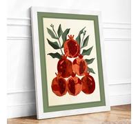 Pomegranate Studies Botanical Framed Wall Art Print A3 (42×29.7cm) White, Wall Decor for Living Room, Bedroom, Office & Home, Ready to Hang, Art Gift