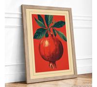 Pomegranate Study Botanical Framed Wall Art Print A1 (84.1×59.4cm) Oak, Wall Decor for Living Room, Bedroom, Office & Home, Ready to Hang, Art Gift