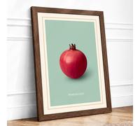 Pomegranate Study Botanical Framed Wall Art Print A2 (59.4×42cm) Walnut, Wall Decor for Living Room, Bedroom, Office & Home, Ready to Hang, Art Gift