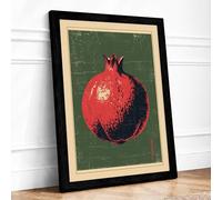 Pomegranate Study Botanical Framed Wall Art Print A3 (42×29.7cm) Black, Wall Decor for Living Room, Bedroom, Office & Home, Ready to Hang, Art Gift
