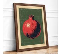 Pomegranate Study Botanical Framed Wall Art Print A4 (29.7×21cm) Walnut, Wall Decor for Living Room, Bedroom, Office & Home, Ready to Hang, Art Gift