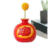 Pomegranate Table Vase - Cute Small Vase, Red Decorative Planter, Hydroponics Flower Pot with Mini Design, Desktop Plant Holder for Artificial Flowers, Home Office Desk Decoration for