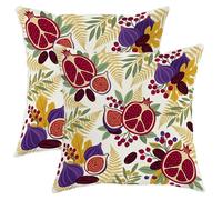 Pomegranate Throw Pillow Covers Set of 2, Autumn Botanical Fig Leaf Fall Red with Hidden Zipper Couch Pillow Covers for Living Room Bedroom Loft Office Car Decor 16x16 Inch