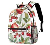 Pomegranate with Leaves Branches Printed Large Travel Backpack Multiple Pockets Adjustable Straps Causal School Backpack Unisex Work Daypack