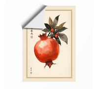 Pomegranate with Leaves Japandi Unframed Wall Art Print A4 (29.7×21cm),