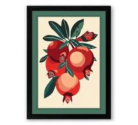 Pomegranates and Foliage Botanical Framed Wall Art Print A1 (84.1×59.4cm) Black, Wall Decor for Living Room, Bedroom, Office & Home, Ready to Hang, Art Gift