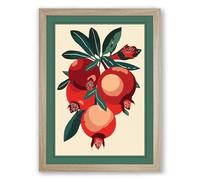 Pomegranates and Foliage Botanical Framed Wall Art Print A3 (42×29.7cm) Oak, Wall Decor for Living Room, Bedroom, Office & Home, Ready to Hang, Art Gift