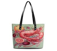 Pomegranates And Fruits Tote Bag Large Soft Leather Purse with Zipper Lightweight Ladies Shoulder Handbag