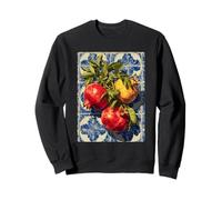 Pomegranates Mediterranean Tile Art Summer Vibes Coastal Sweatshirt