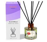 Pomegrante Noir Reed Diffuser | Premium Quality 100ml Diffuser Bottle with 10 Fibre Sticks | Natural Ingrediemts | Handmade | Vegan and Pet Friendly | Long-Lasting Scent | Made in the UK