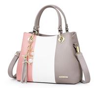 Pomelo Best Handbag for Women - Multicolour Stripe Satchel Top Handle Bag, Structured Tote with Pocket Design, Everyday Shoulder Bag for Work Travel Shopping