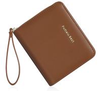 Pomelo Best Small Womens Wallet Leather Credit Holder RFID Blocking with Coin Pocket Zip Around Wristlet Ladies Wallets, Small-brown, S