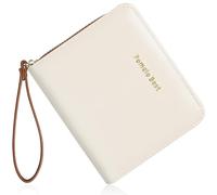 Pomelo Best Small Womens Wallet Leather Credit Holder RFID Blocking with Coin Pocket Zip Around Wristlet Ladies Wallets, Small-Beige&Brown, S
