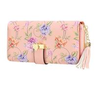 Pomelo Best Women Wallets RFID Ladies Purses with Multiple Card Slots and Roomy Compartment (Pink Vine)