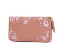 Pomelo Best Women's Large Purse in Long Format Flowers Embossing Zip Wallet with RFID Blocking and Many Compartments Emerald Green