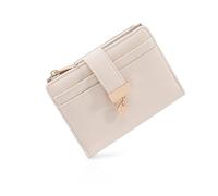 Pomelo Best Women's RFID Wallet - Vegan Leather Bi-fold Small Ladies Purse with Zipper Coin Pocket & ID Window - Leaf Charm Compact Wallet for Women (Beige)