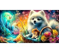Pomeranian 1000 Piece Jigsaw Puzzles for Adults Educational Games Jigsaw Puzzle Home Decoration for Adults Gifts 38x52cm/1000pcs