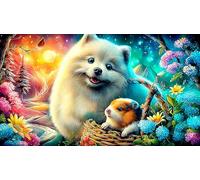 Pomeranian 1000 Piece Jigsaw Puzzles for Adults Educational Games Jigsaw Puzzle Home Decors for The Whole for Women, Gifts for Men 38x26cm/1000pcs