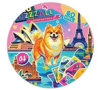 Pomeranian 1000 Piece Round Jigsaw Puzzle Creative Dog Stress Reliever Difficult Challenge Games for Adults And Kids 1000pcs (67.5x67.5cm)
