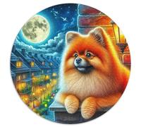 Pomeranian 1000 Piece Round Jigsaw Puzzle Creative Stress Reliever Difficult Challenge Games for Adults And Kids 1000pcs (67.5x67.5cm)