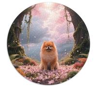 Pomeranian 1000pc Round Puzzle Depicting Pet Dog, Designed to Test Wits, Lovely for Cosy Nooks And Sheltered Spots 1000pcs (67.5x67.5cm)