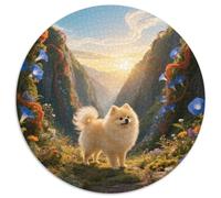 Pomeranian 1000pc Round Puzzle Highlighting Pet Dog, A Joy to Assemble, Perfect for Relaxing in The Sunroom 1000pcs (67.5x67.5cm)