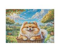Pomeranian 300-piece Jigsaw Puzzle Bundle Cute Pet Animals Family Puzzle Lovers Brain Training Mindful Activity Spring Gift Durable Cardboard 300 PCS