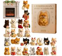 Pomeranian - Acrylic 28x16cm | 2D Dog Pendant 24 Days Countdown | Cute Dog Lover Christmas Tree Hanging Ornament For Holiday Décor And Gift Giving