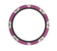 Pomeranian and flowers Stretch steering wheel cover car steering wheel protector 15-inch suitable for most models
