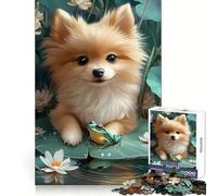 Pomeranian And Frog Animal 1000 Piece Jigsaws for Adults Puzzle Strengthen Memory Warm Time Clean Edge (38x26cm)