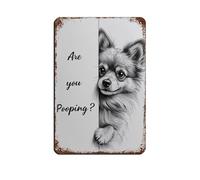 Pomeranian Are You Pooping Print Canvas Wall Poster Funny Animals Mural Curious Humor Toilet Wall Art Fun Black And White Bathroom Decor Retro Poster Metal Tin Sign Chic Art Retro Iron Painting Bar Pe