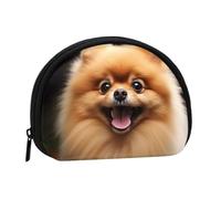 Pomeranian Coin Purse, Mini Wallet for Women Men Gifts Change Bag with Zipper Shell Shaped Small Coin Bag Travel Organizer Change Storage Pouch for Cash, Cards, Keys, Lipstick