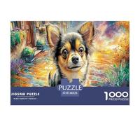 Pomeranian Dog 1000 Pc Adult Jigsaws - Chihuahua Vivid Meadow Impossible Hard Difficult Challenging Game for Wall Decoration And Gifts38x26cm/1000pcs