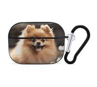 Pomeranian Dog AirPods Pro Case Cover with Keychain Ring PC Hard Shell Protective Case for AirPods Pro 2nd for Women Men Generation Easy Open Full Drop Protection Cover Black-Style