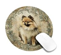 Pomeranian Dog Art Mouse Pad, Vintage Style Animal Portraits, Rubber Non-Slip Gaming Mousepad for Home and Office Decor Round 8x8 Inch
