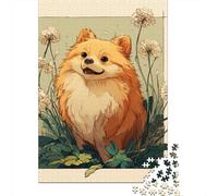Pomeranian Dog Art Print Jigsaw Puzzles Puzzle for Adults Kids. 1000 Piece Impossible Challenge Toy Educational Games Home Decoration for Adults& Kids Age 14 Years Up 70x50cm/1000pcs