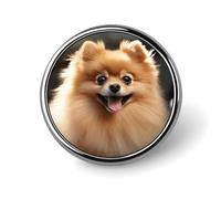 Pomeranian Dog Badge,Comfort Light in Weight Round Emblem Cute Funny Decor Brooch Smooth Does Not Fade Badges for Hats Jackets Coat Shirt