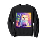 Pomeranian Dog Bubble Tea Boba Cup Art Sweatshirt