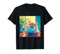 Pomeranian Dog Bubble Tea Boba Cup Art T-Shirt