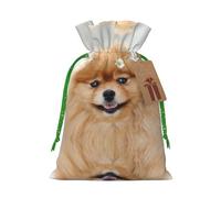 Pomeranian Dog Christmas Drawstring Sack Gift Bag, Lightweight And Cute In Design