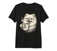 Pomeranian Dog Coffee Skull Bones Morning Brew Graphic Premium T-Shirt